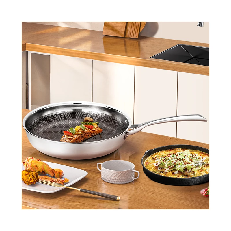 Triply Stainless Steel 304 Honeycomb Italy Frypan Combo Non Stick Hot Sale Kitchen Item Frypan Set