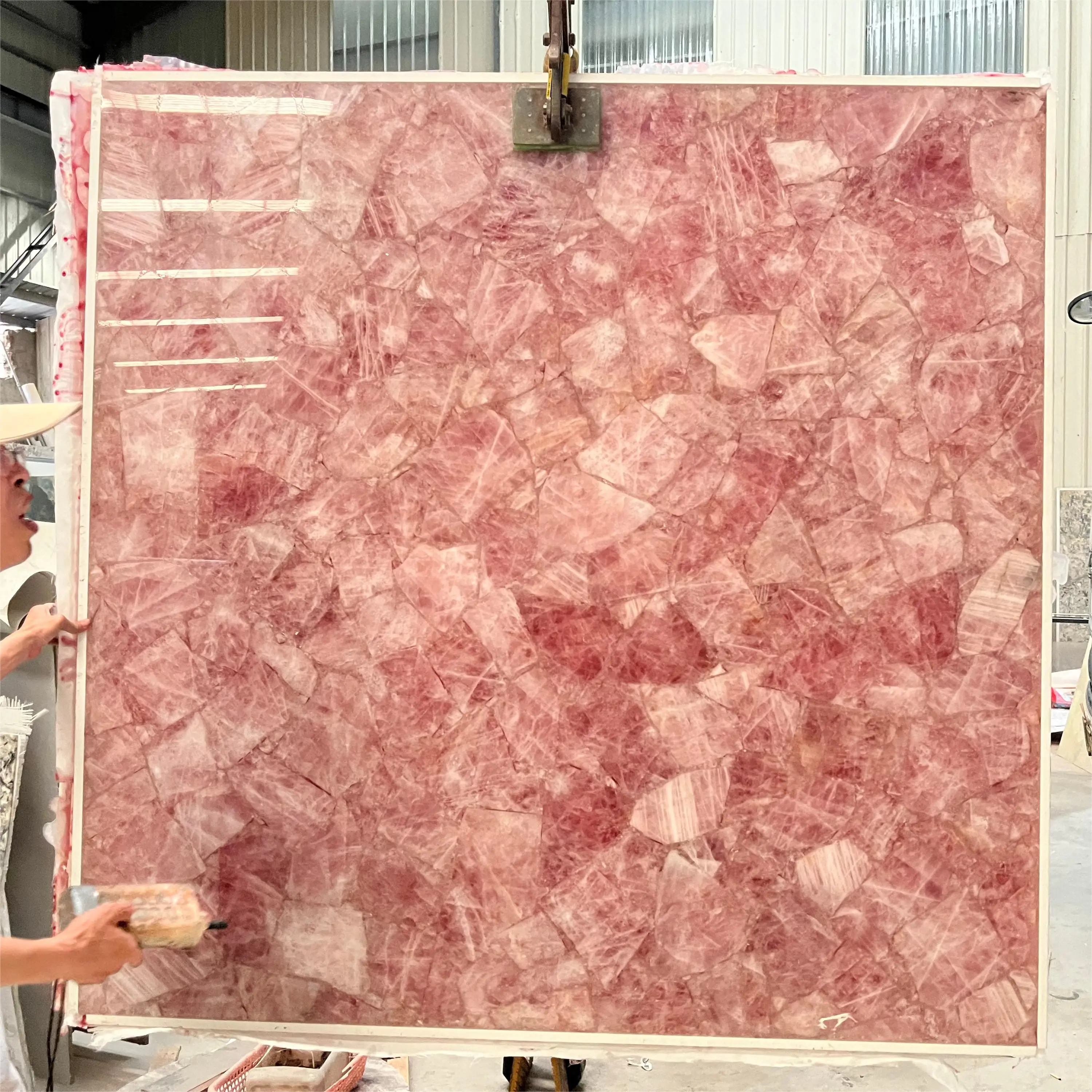 Rose Crystal Quartz Semiprecious Slabs ( 20 mm Full Body Stone)natural Stone