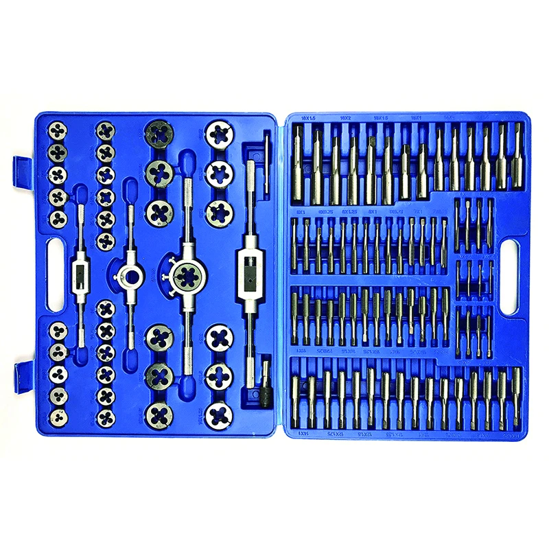 110PCS Metric Alloy Steel Hand Machine Tap and Die Set for Creating External and Internal Thread in Blow Mould Case