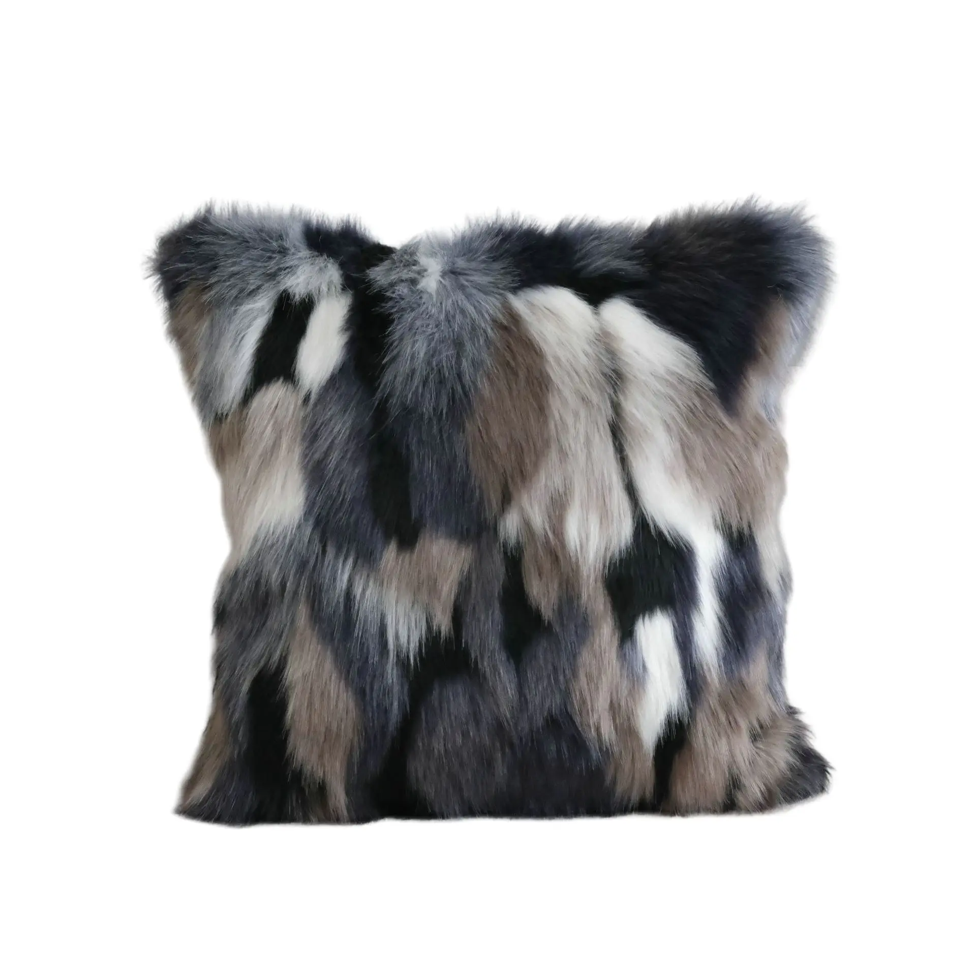 Wholesale 18x18 Inch Mink Fur Cushions  Soft Faux Fox Fur Striped Pillow Case Home Decorative Plush Throw Cushion Covers