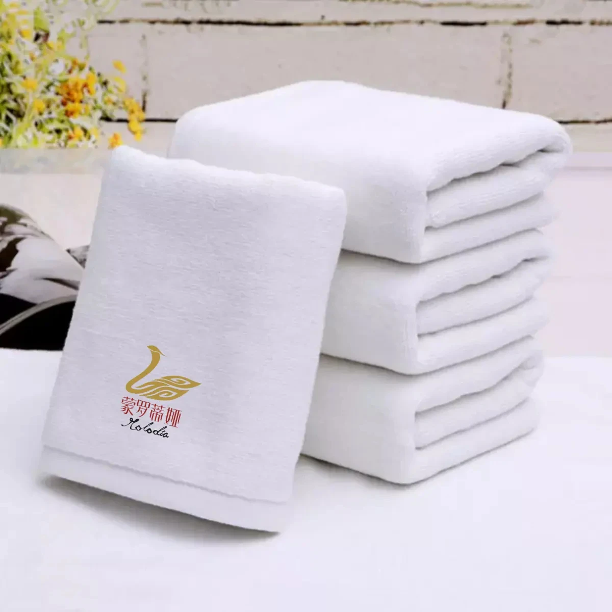 Luxury Towel custom hotel bath towels 5 star  100% cotton White Bath hand face Towel set with Custom Embroidery Logo