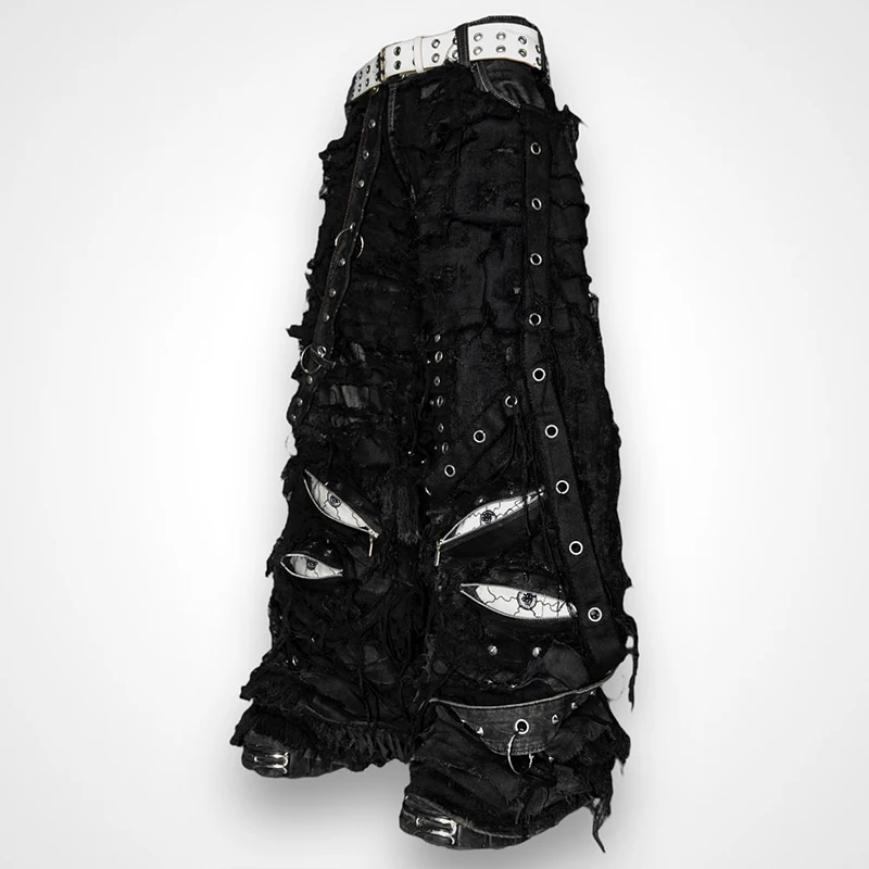DiZNEW Custom Street Retro Lazy High Street Hip Hop Patchwork Ripped Men Wide Leg Jeans High Quality Jeans Men
