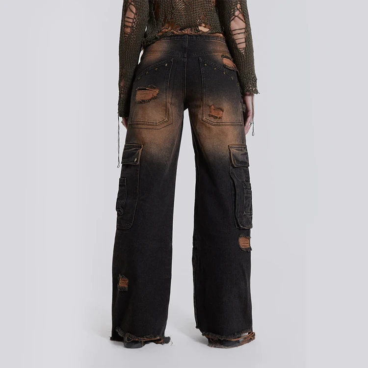 Мужские рваные джинсы с несколькими карманами