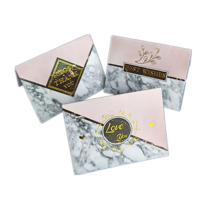 Mini Luxury Black Envelope Cute Small Pink Rose Gold Foil Custom Impression Printing Business Customer Insert Thank You Card