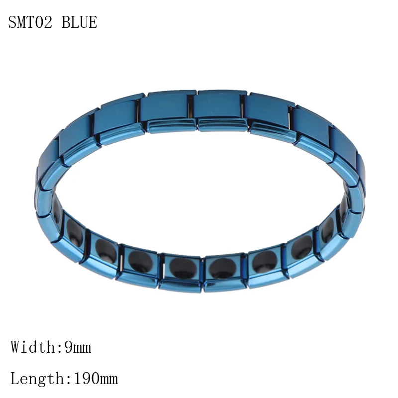 IP Blue Plated Stainless Steel Elastic Balance Power Germanium Health Bracelet