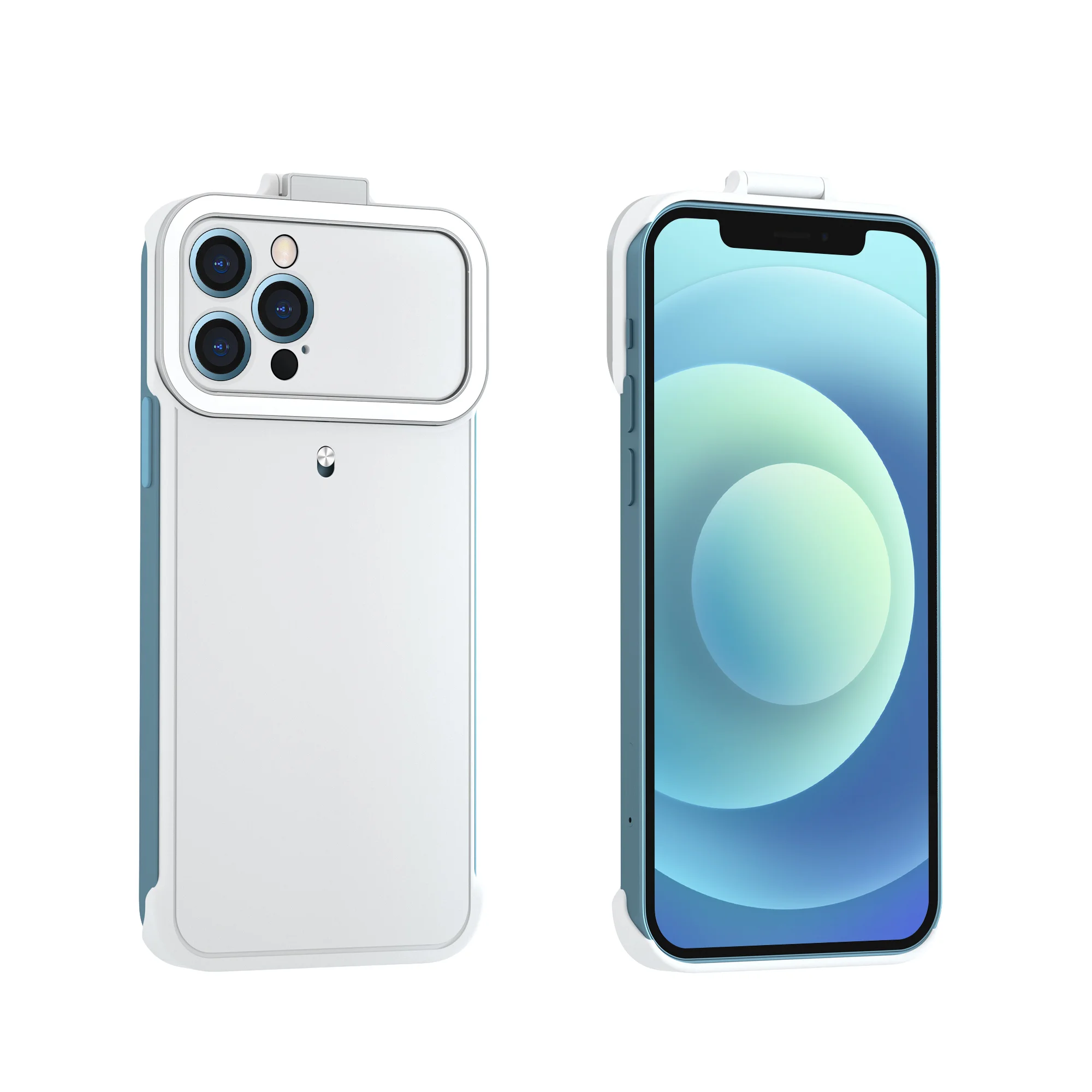 Rechargeable For iPhone 12 Phone Case Cover with Selfie Ring Flash Fill Light Case Shell