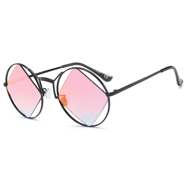 Retro Round Sunglasses Women Men Fashion Steam punk Vintage Rhombus Sun Glasses Girls UV400 lunette de soleil femme G18034