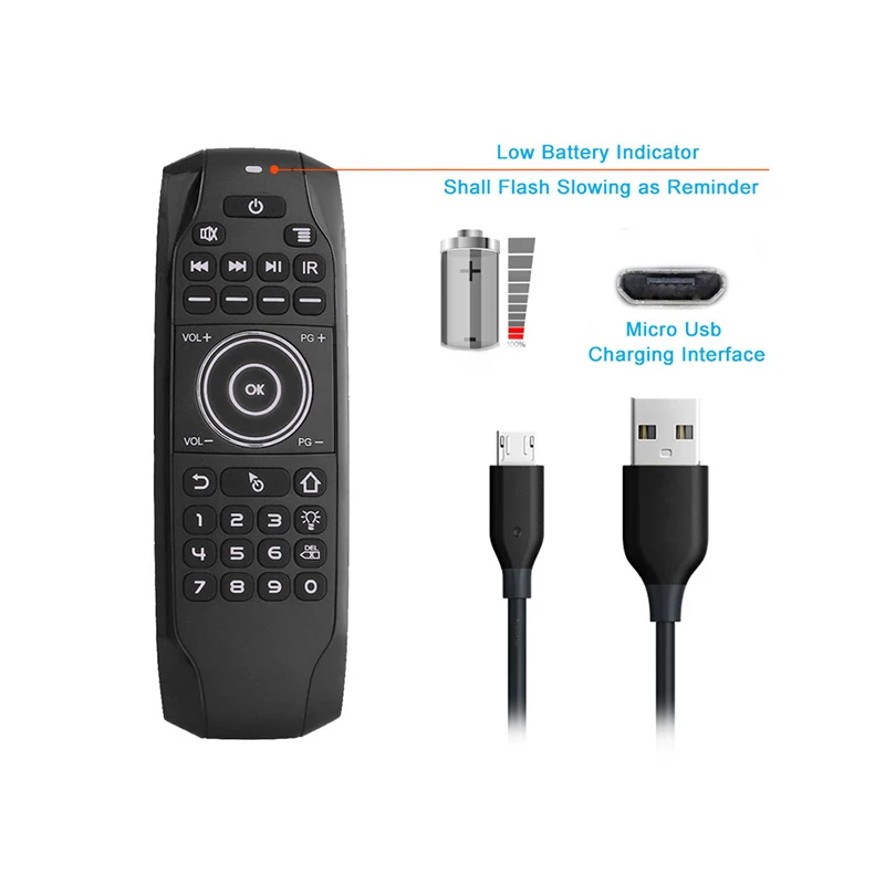 Universal IR Learning 2.4G Wireless G7 English Backlit Air Mouse Remote Control with USB Receiver For Android TV Box PC