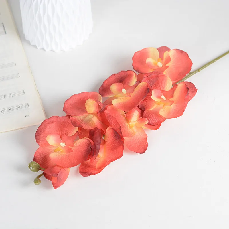 White Flowers Orchids Home Flower Plastic Phalaenopsis Artificial Orchid In Bulk Silk Stem Decorative Flowers