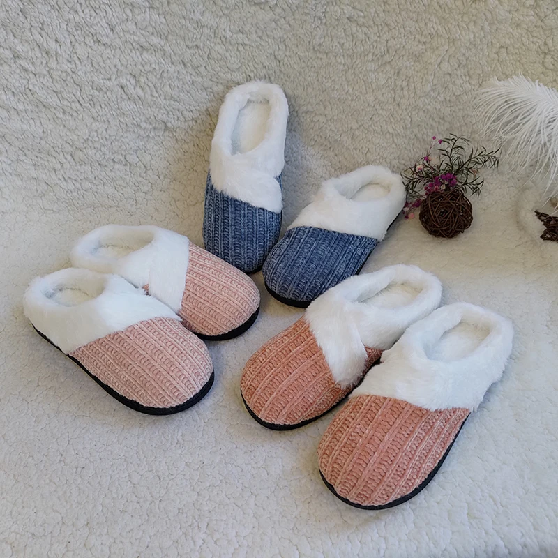 Wholesale 2022 new men and women autumn and winter knitted cotton and cashmere thermal indoor household slippers