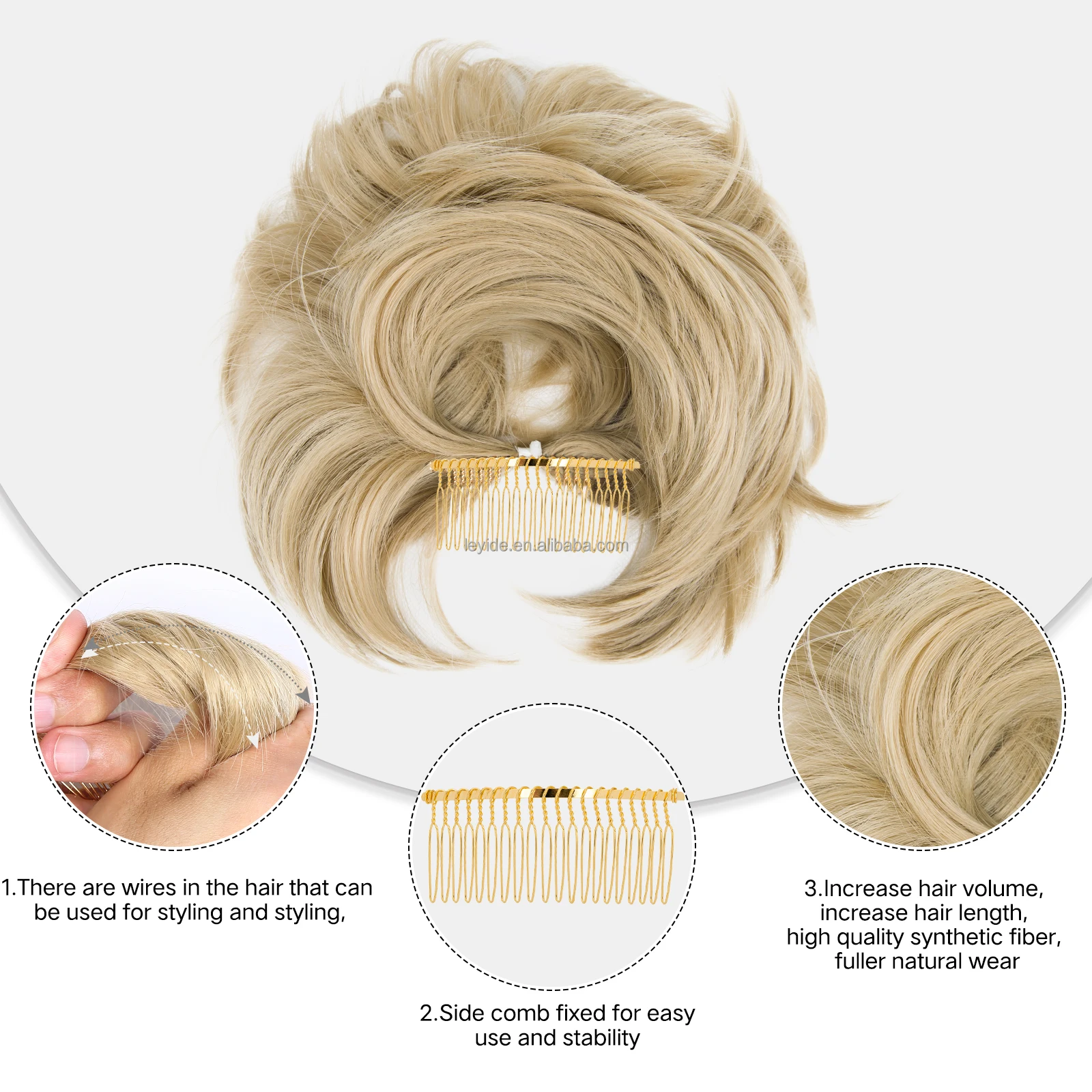 Hot Selling 13 Colors Adjustable Versatile Messy Bun Hair Piece Side Comb Clip in Hair Bun Tousled Updo Hairpiece for Women Bun