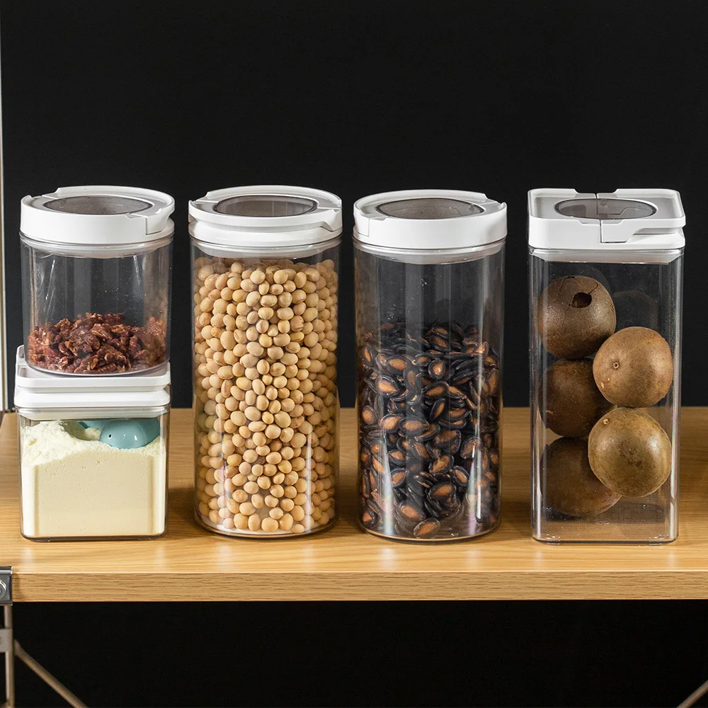 Amazon hot sale plastic kitchen food moisture-proof fresh non-toxic sealed cans with lid