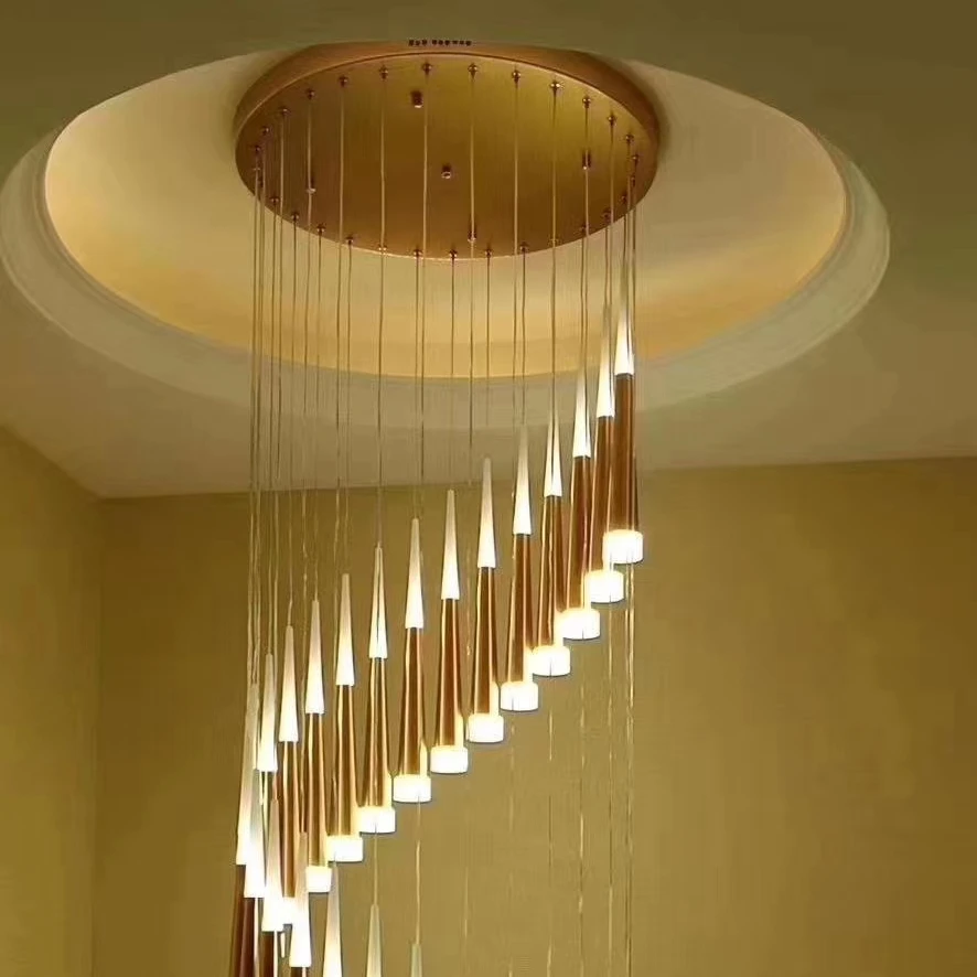 Modern long led chandelier luxury for stairs high ceiling hallways