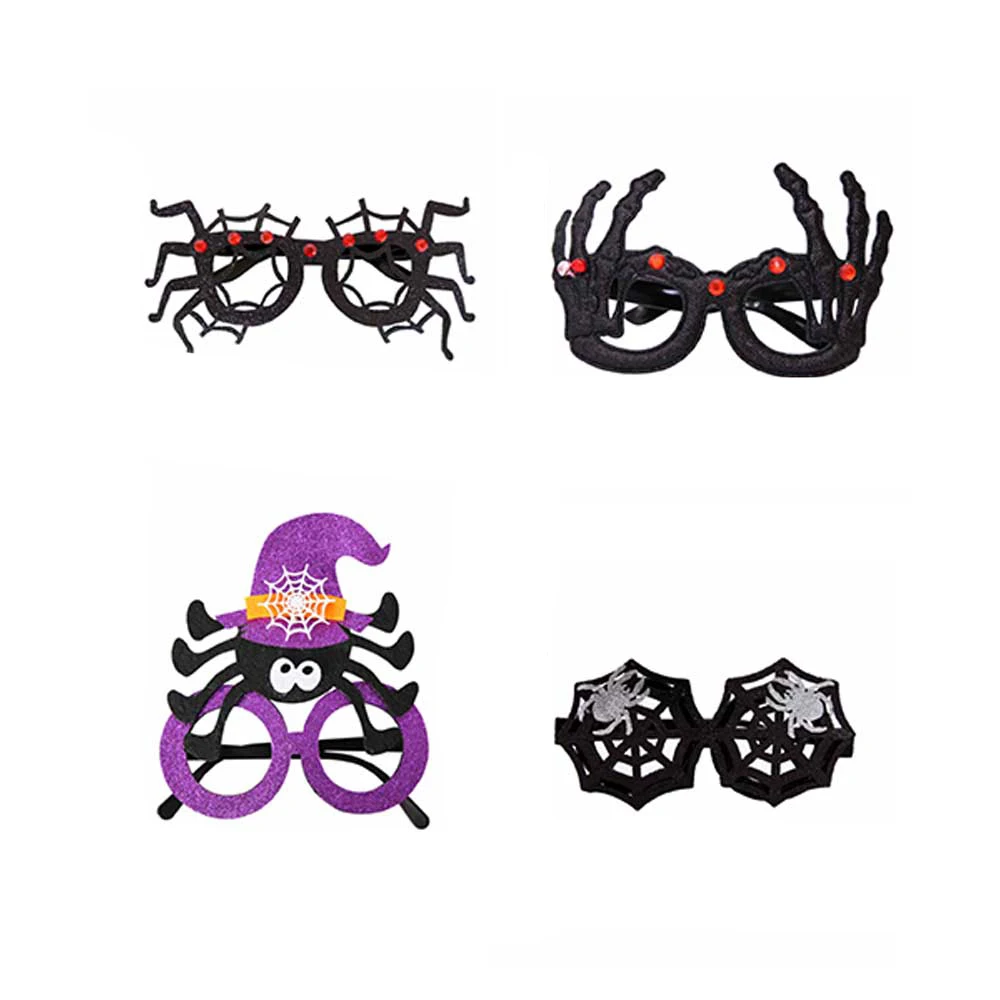 4pcs Halloween Eyeglasses Cosplay Glasses Frame Masquerade Eyewear Photo Props Halloween Party Favors