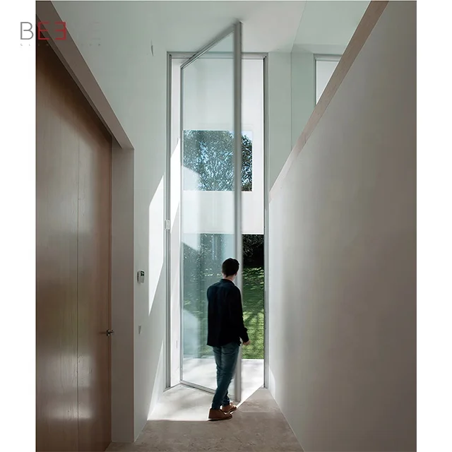 Business Glass door Custom storefront Color tempered glass entry entrance doors pivot door