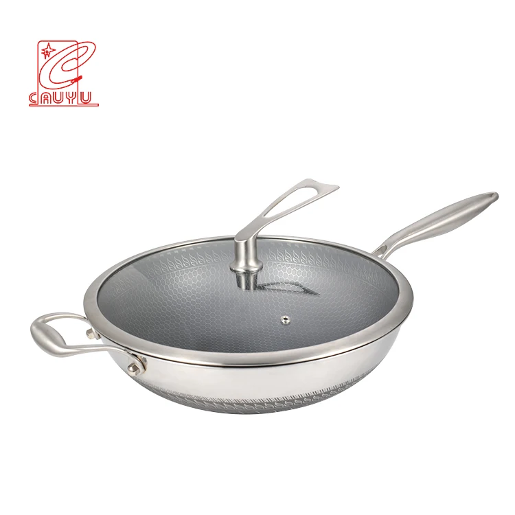  31cm/35cm/33cm Honeycomb Non-stick Nonstick Large Wok Stainless Steel 316 Grill Frying Pan