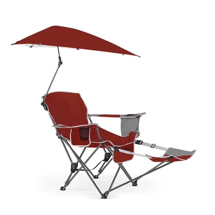Modern relaxing sunshade folding reclining portable lounge beach chair with foot rest