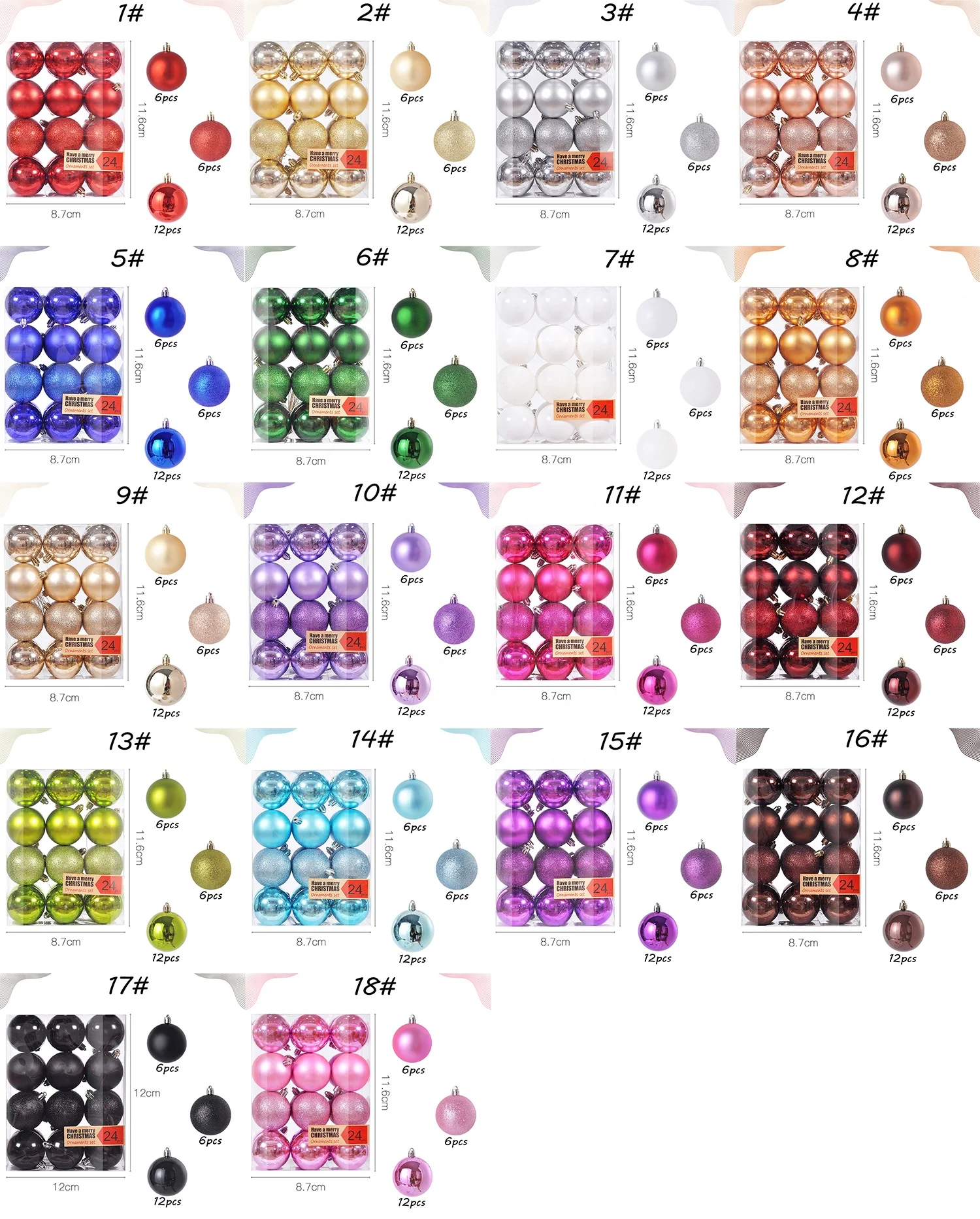 Christmas Balls Christmas Tree Ornaments Shatterproof Christmas Decorations Tree Balls for DIY Handcraft Holiday Party Decor