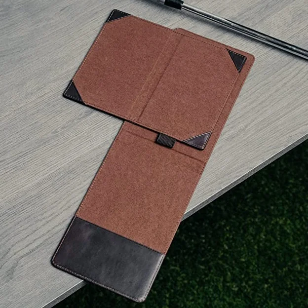 Genuine Leather Golf Score Card and Yardage Wallet with Pencil Loop Golf Scorecard and Yardage Book Holder