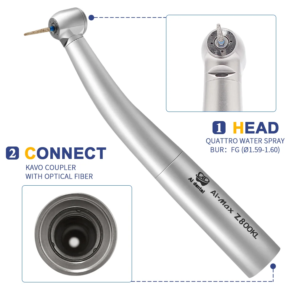 Z800KL оптическая воздушная турбина высокоскоростной наконечник мини-головка кнопка подходящая светодиодная муфта насадка стоматологического блока