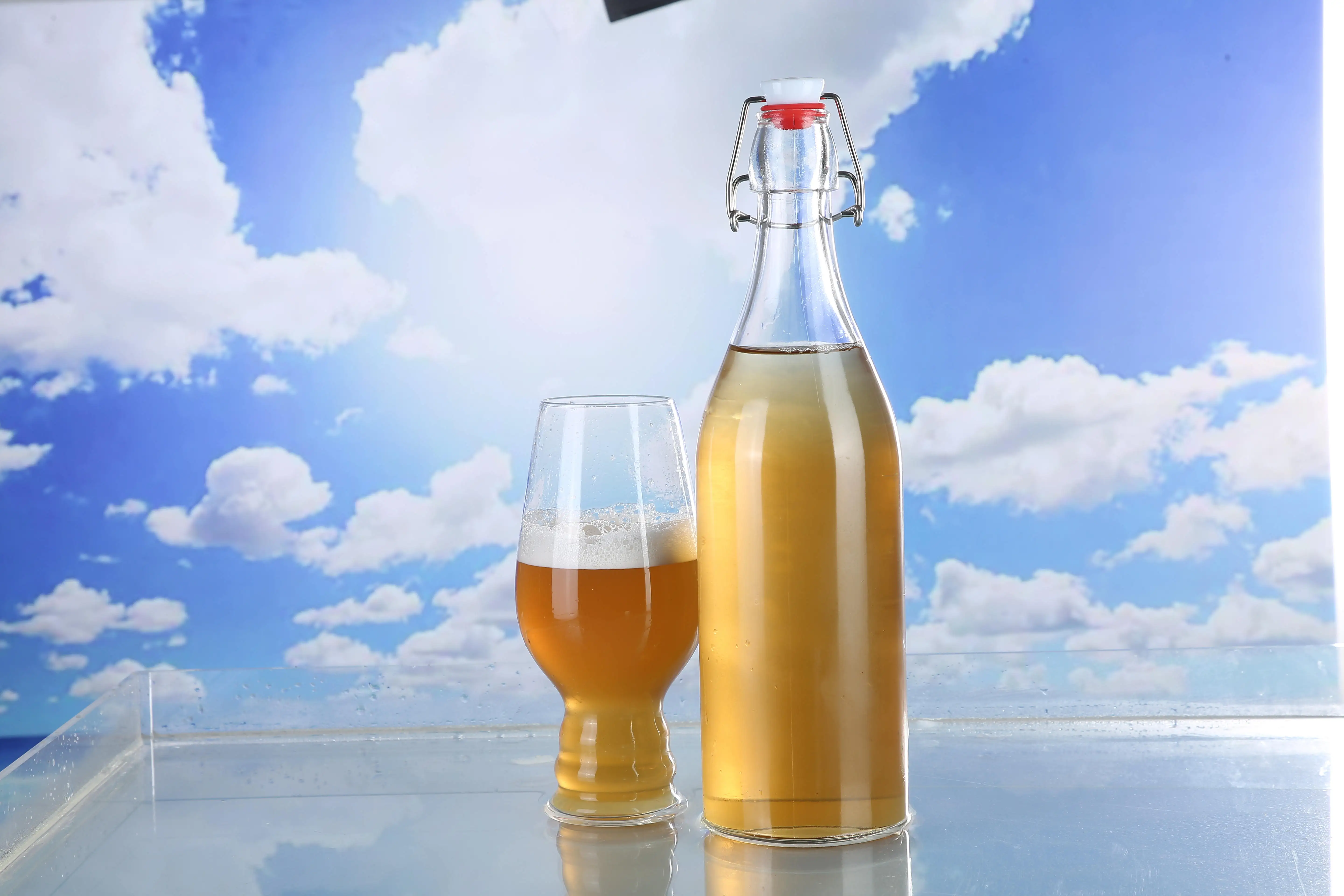Flip Top Glass Bottle 1 Liter / 33 Fl. Oz Swing Top Brewing Bottle With Stopper For Beverages Vinegar Kombucha Beer Water Soda