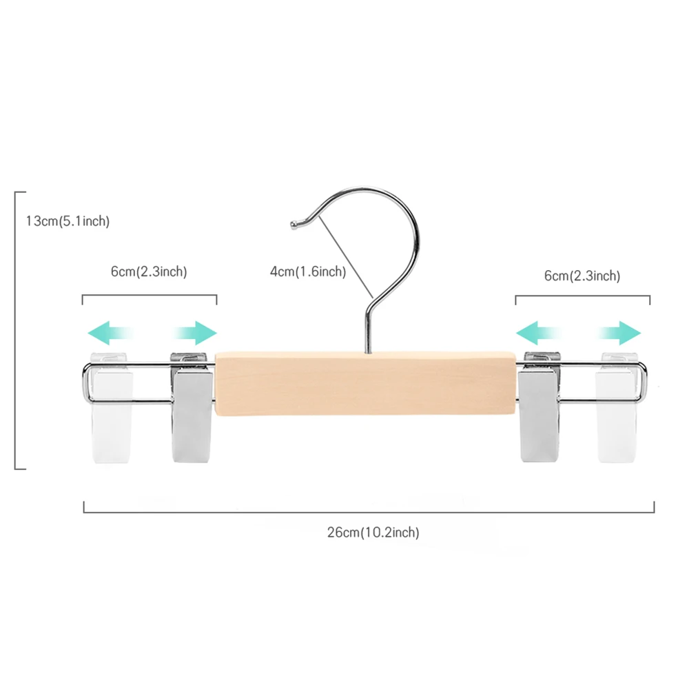 Solid Wood Jeans Skirt Pant Hanger with Swivel Hook Trouser Hangers for Jeans Slacks Underwear Wooden Hangers with Clips