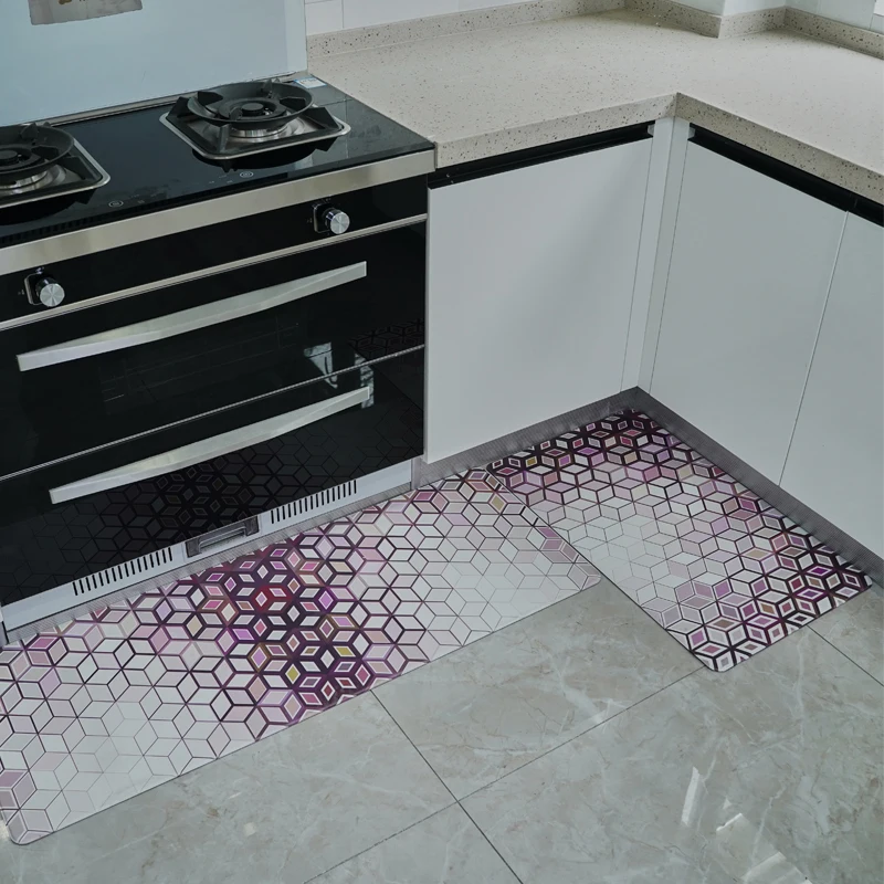 
Comfort Heavy Duty Standing PVC Leather Kitchen Mats and Rugs, 45x75mm & 45x150mm, 2PCS 