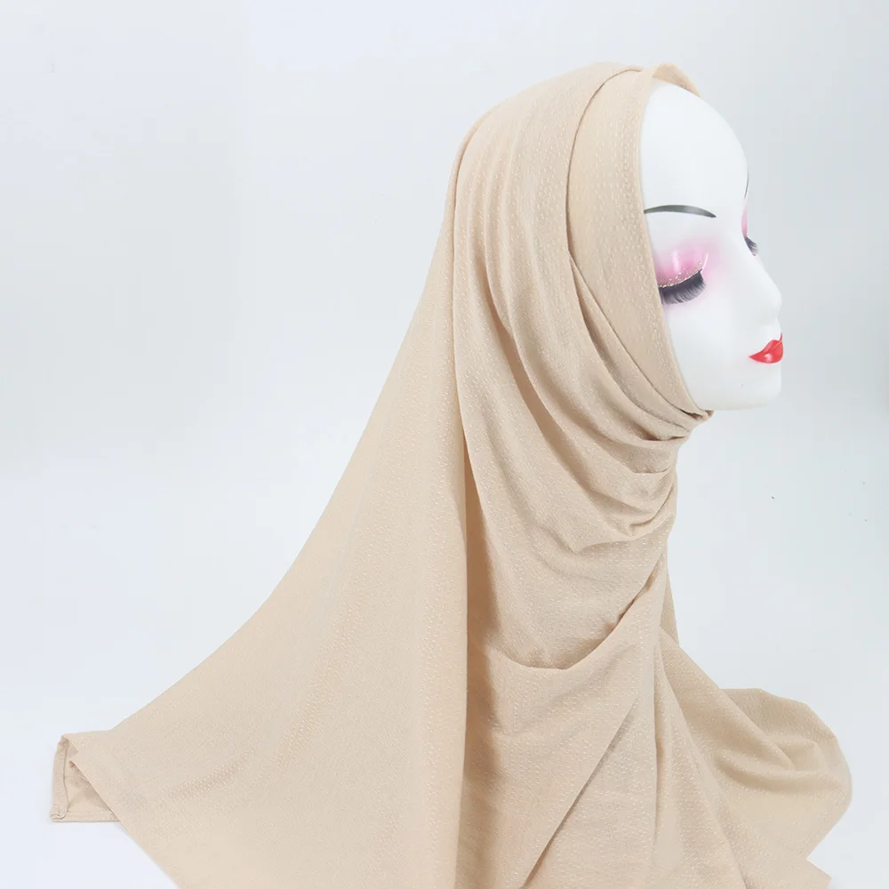 High Quality Prayer Cotton Jersey Scarves Hijab Muslim Women Stretchy Cotton Jersey