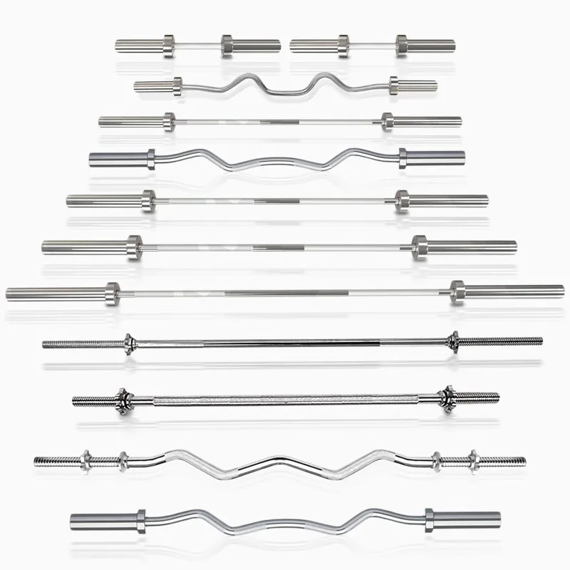 7ft Factory Supply Commercial Gym Fitness Machine Chrome Barbell Bar with Ring Collars Steel Material for Training