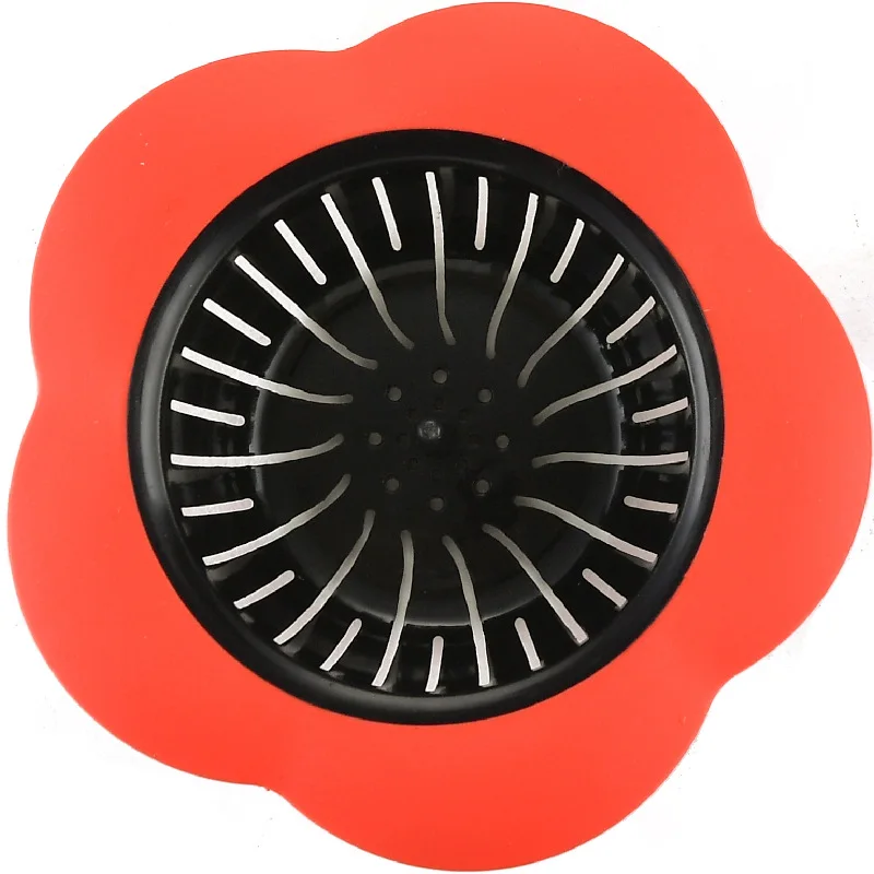 Flower Shape Large Wide Rim Flexible Kitchen Silicone Pouring Basket Drain Filter Sink Strainer