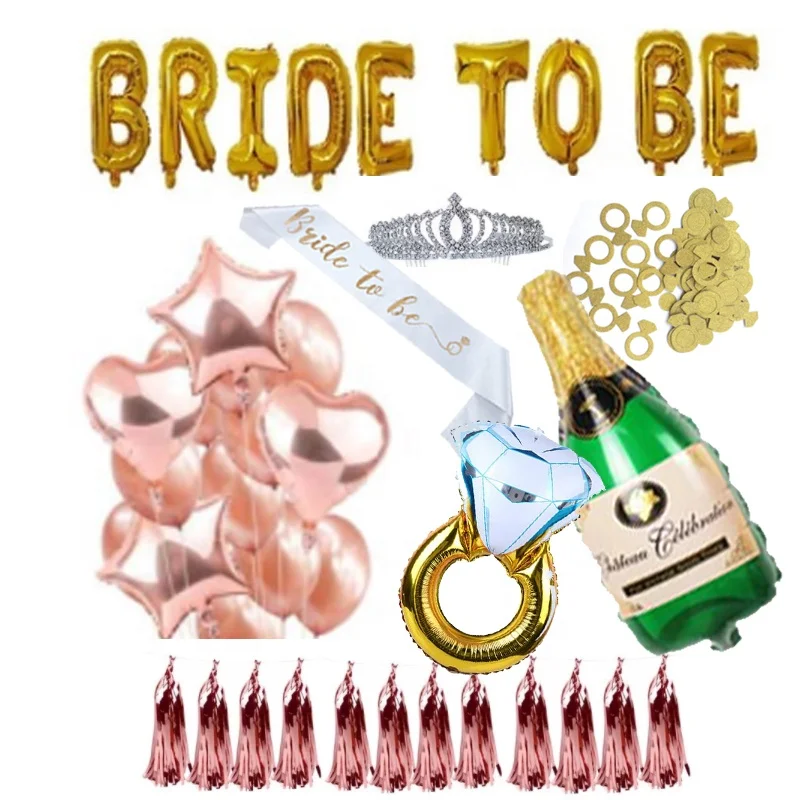 2021 Hotsale Bridal Shower Bachelorette Party Decor with Bride to be sash Veil Confetti balloon kit