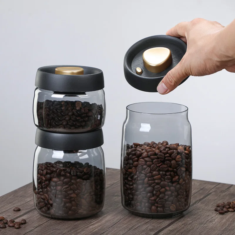 500ml/900ml/1200ml Vacuum Sealed Glass Storage Jars coffee jars glass coffee beans sealing canister storage Glass Storage Jars