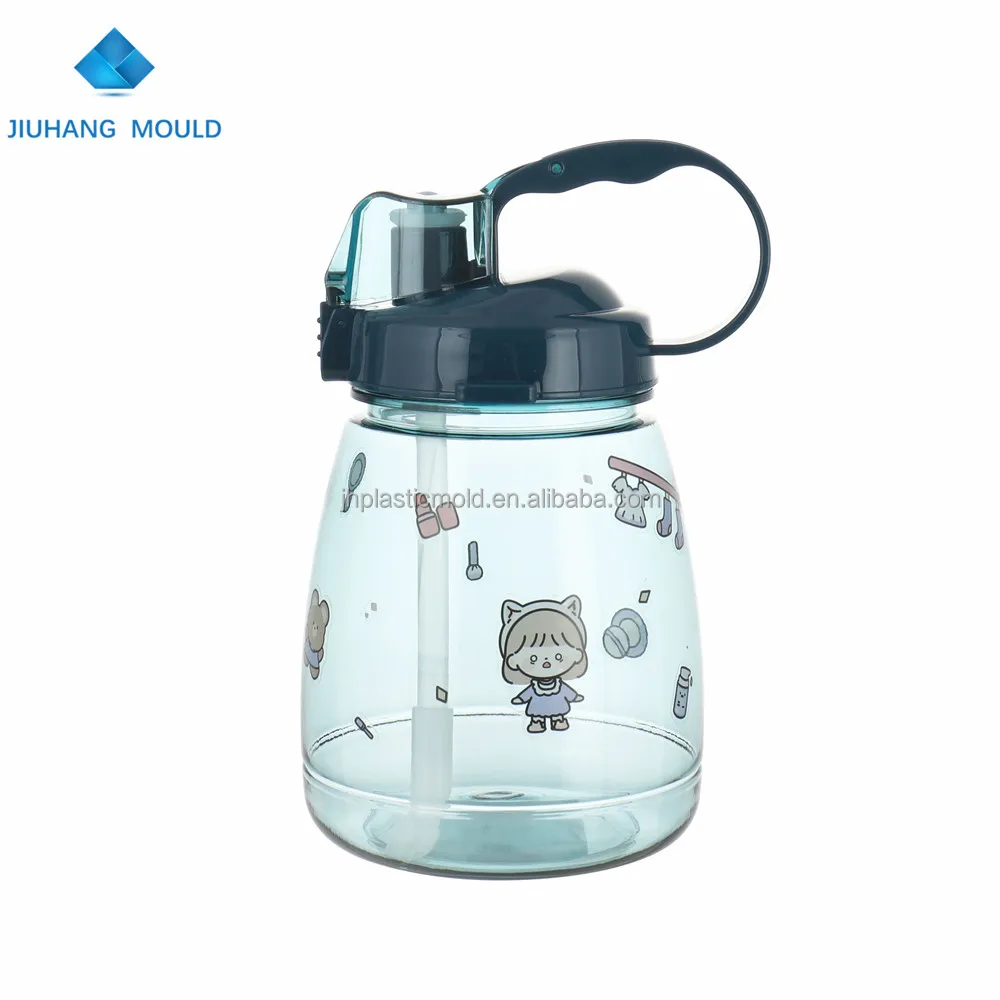2021 New Plastic Outdoor Sport Bottle 1300ml PC Water Bottle with Lid Straw and Straps 1.3L