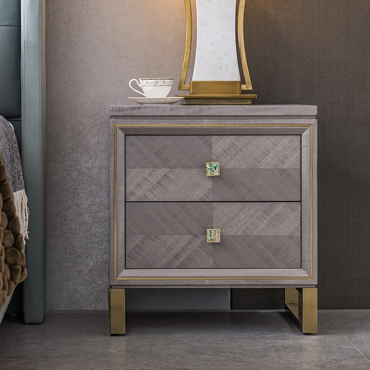 Welliton OEM Contemporary Style Bedroom Furniture Cabinet With Drawer Luxury Wood Night Table