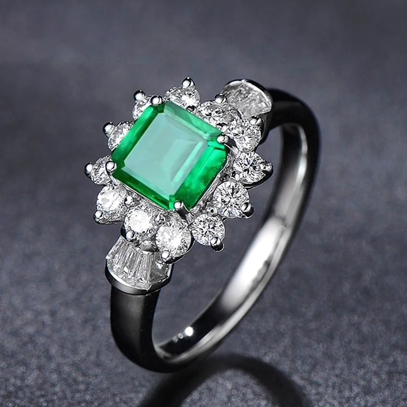 Wholesale jewelry gold plated 18k diamond band emerald stone ring