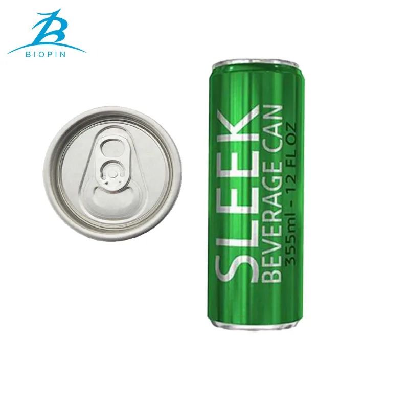 Empty printed 12oz metal aluminum can 355ml sleek cans with 202#SOT lid for soda energy drink beverage beer packaging