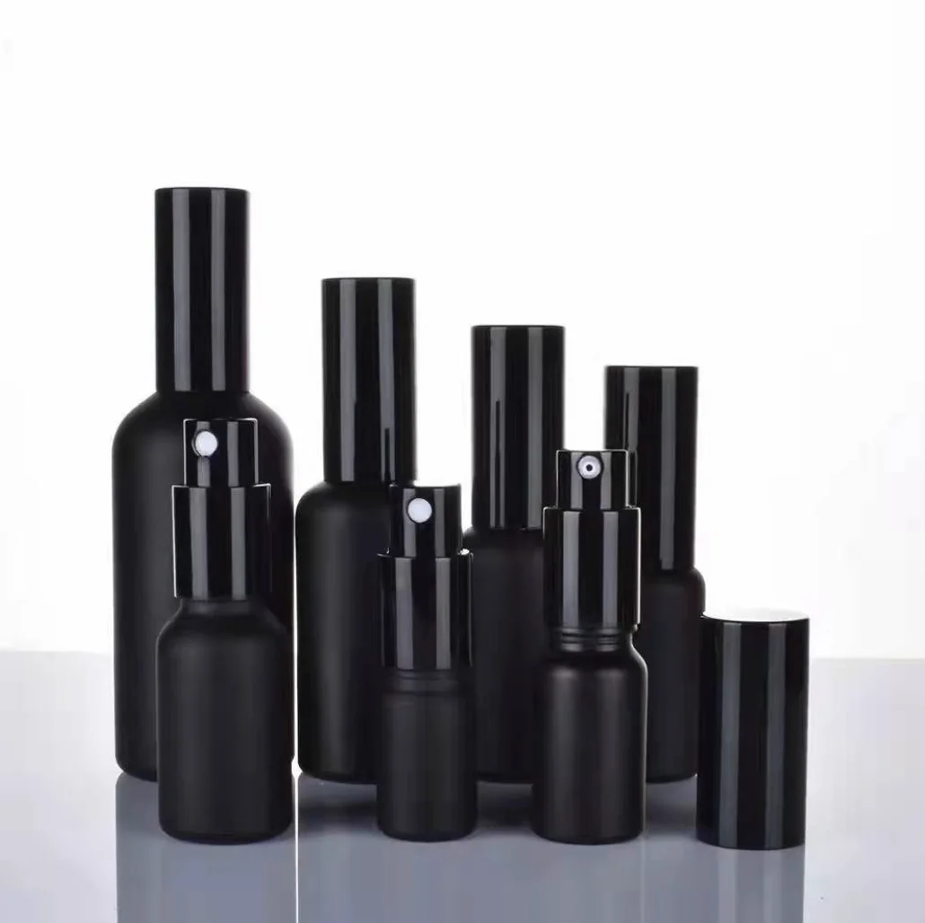 black mist sprayer plastic bottle 100ml cosmetics packaging container matte fine mist spray bottles for men perfume bottles