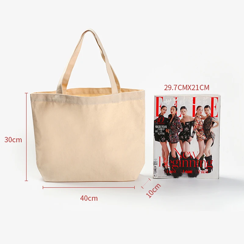 wholesale 30 styles Black white natural color reusable cotton canvas tote shopping custom bag Gift bags With Custom