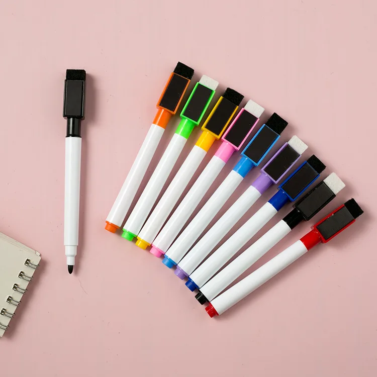 Magnetic color dry erase markers whiteboard erase marker with erasers for school and offic
