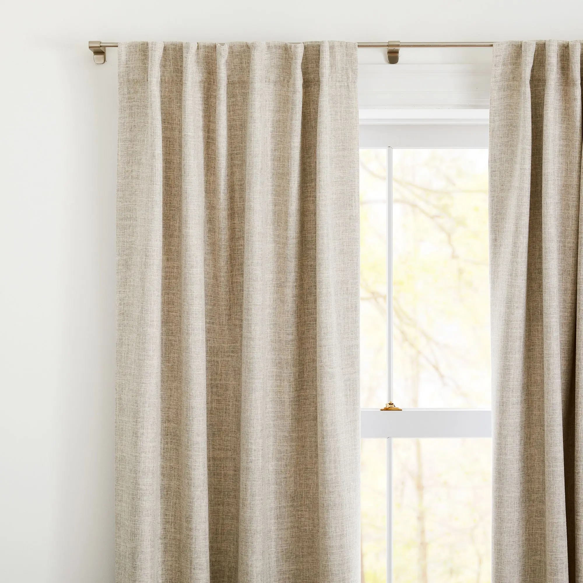 Wholesale Custom Modern Luxury 100% Polyester Solid Drapes Blackout linen look Curtains for living room
