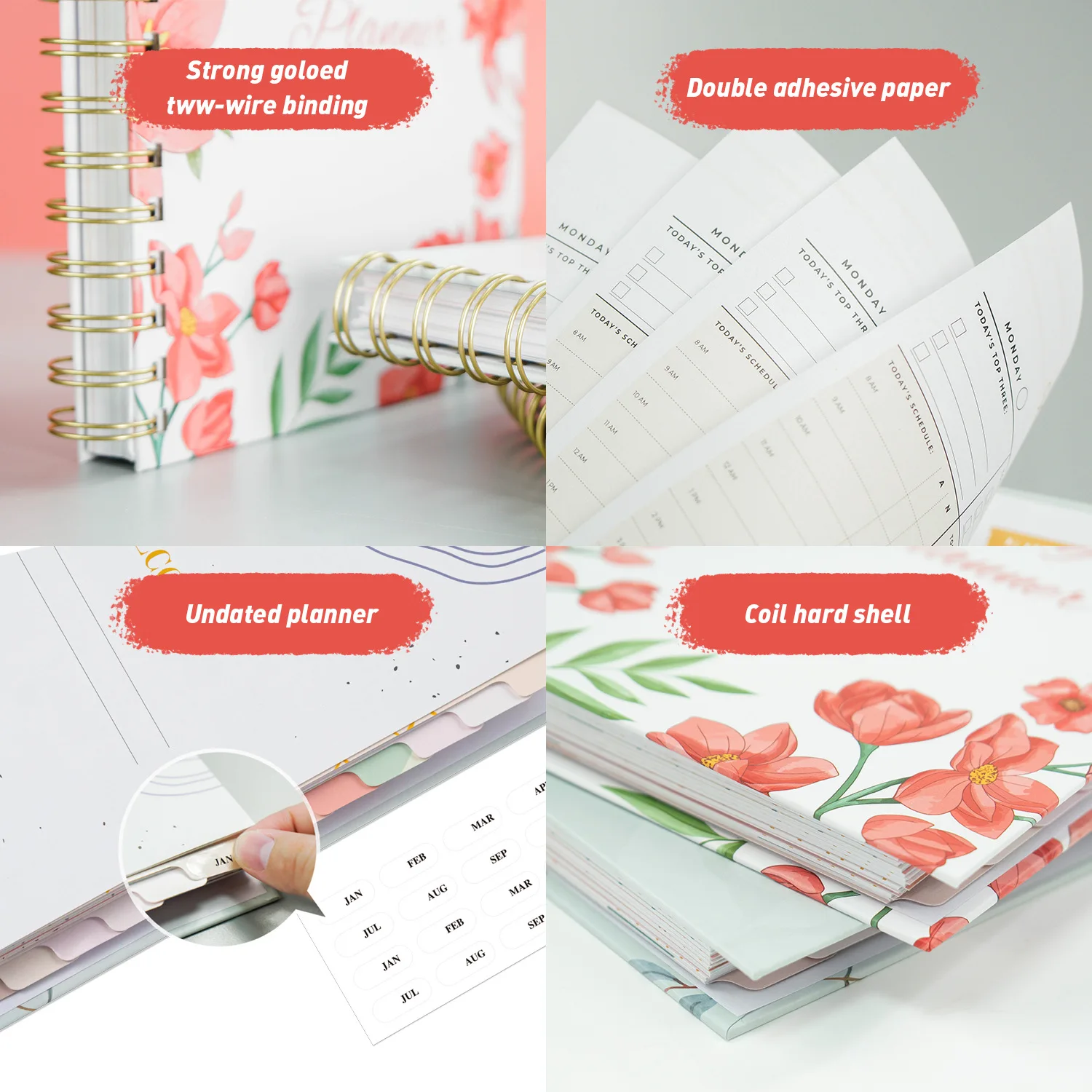 Double Coils Binding White Fitness Journal Wholesale Custom To Do List A5 Budget Planner 2024 Personal Month Plan Notebook
