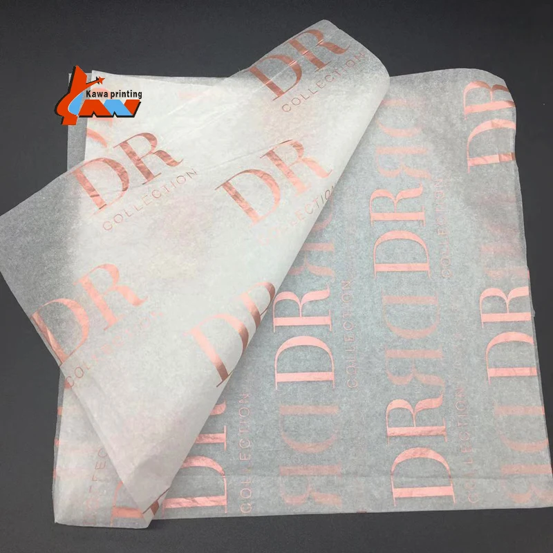 Rose gold custom logo printed design paper silk branded tissue gift wrapping paper for packaging