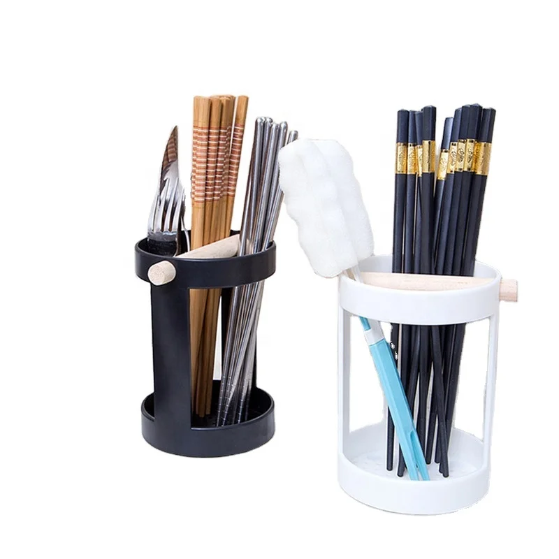 Kitchen Multifunction Knife Storage Racks White Tableware Storage Racks Drain Chopsticks Spoon Fork Dish Storage Shelves Black