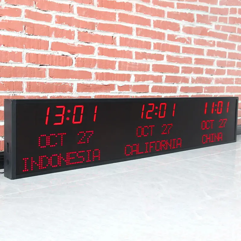CHEETIE CP36 DIY Electronic Daylight Saving Digital LED World Time Zone Clock for Office Hotel Wall