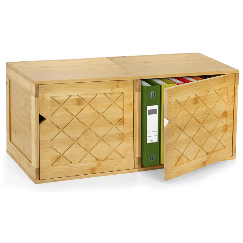 202412 Cube Storage Organizer Bamboo Cube Bookshelf Stackable Connect Storage Cube Cubby Organizer