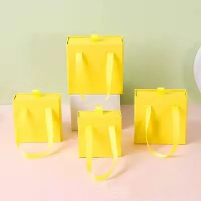 Custom logo jewellery cardboard gift box bag handle design drawer jewelry packaging box