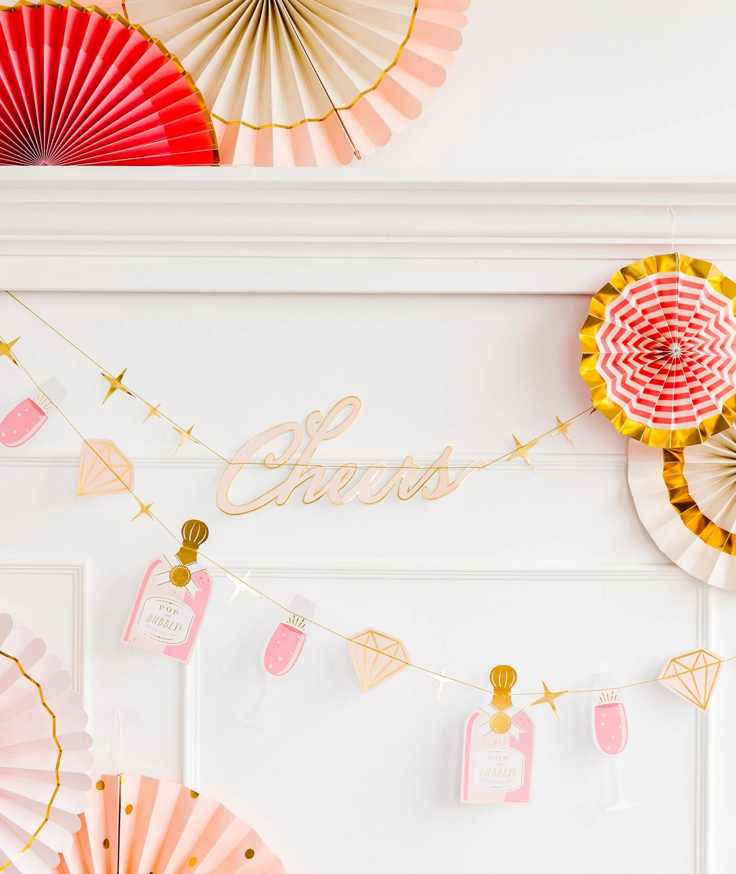 DAMAI Rose Gold Bride Birthday Party Wall Decoration Paper Fan Set Bachelorette Party Supplies