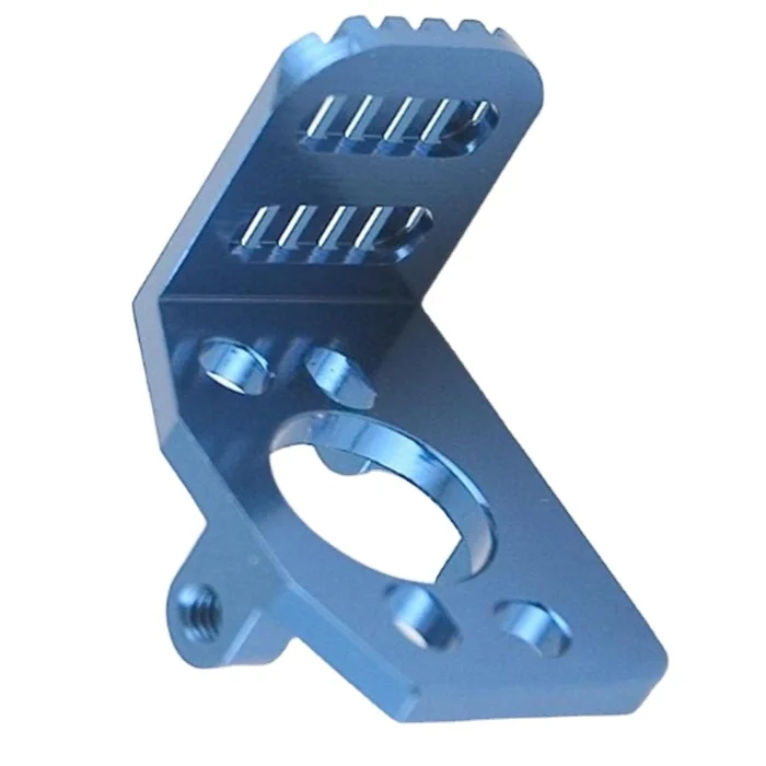 Good quality CNC Machined Blue aluminum radiator heat sink Right Angle motor mount base auto accessories