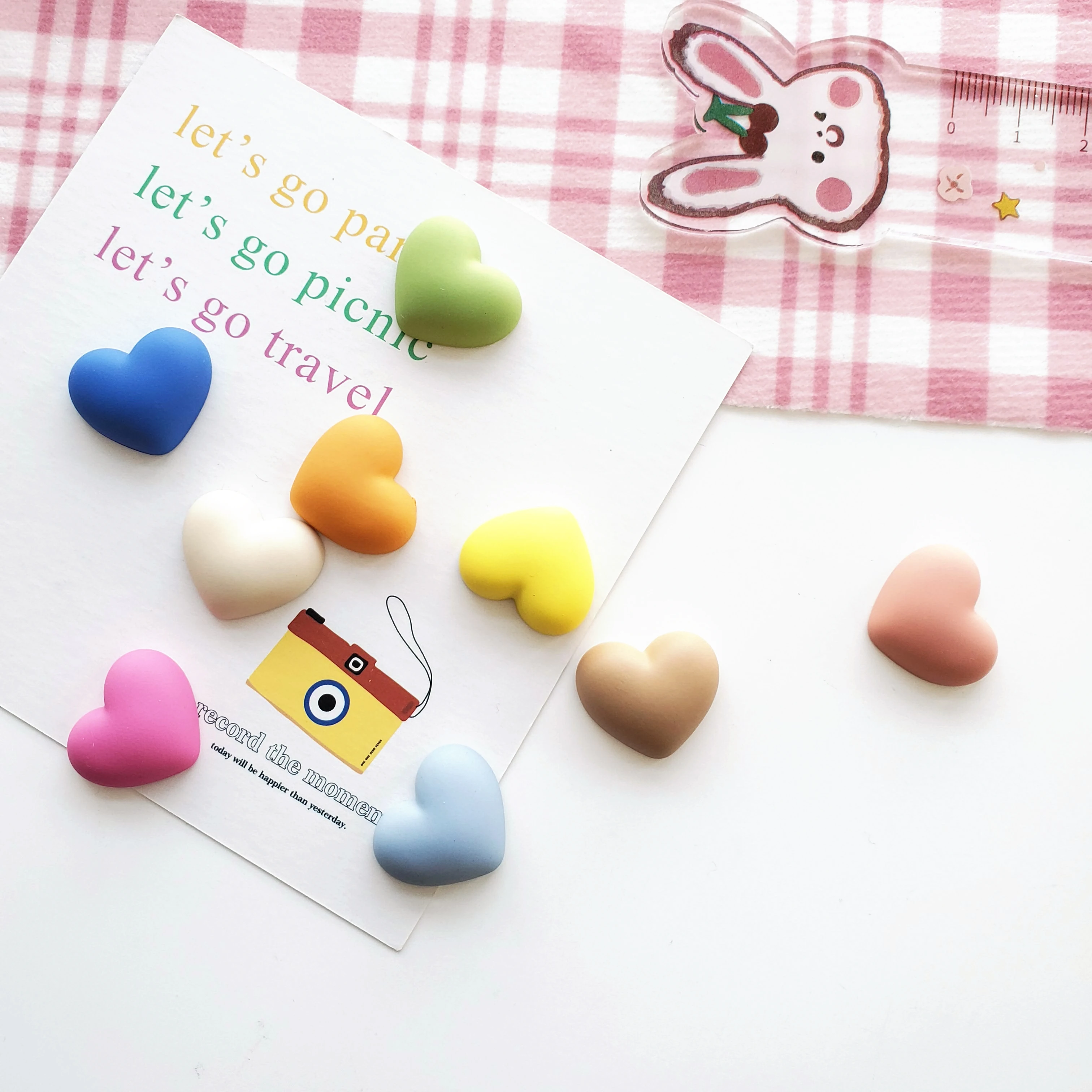 Acrylic Half Hole Rubber Love Beads Flat Bot Heart Shaped Beaded Bracelets Loose Beads For Handmade Jewelry Making