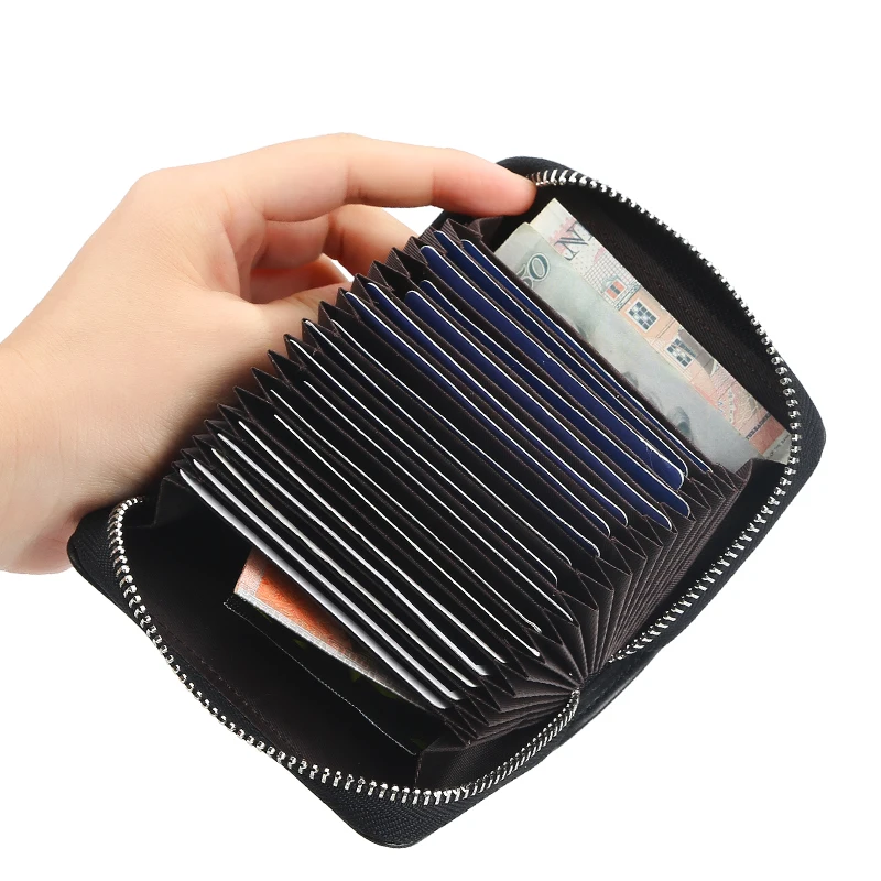Baellerry New Style PU Leather Short Style RFID Protection Blocking Zipper Card Holder For Men,Male Bank Credit ID Card Csae